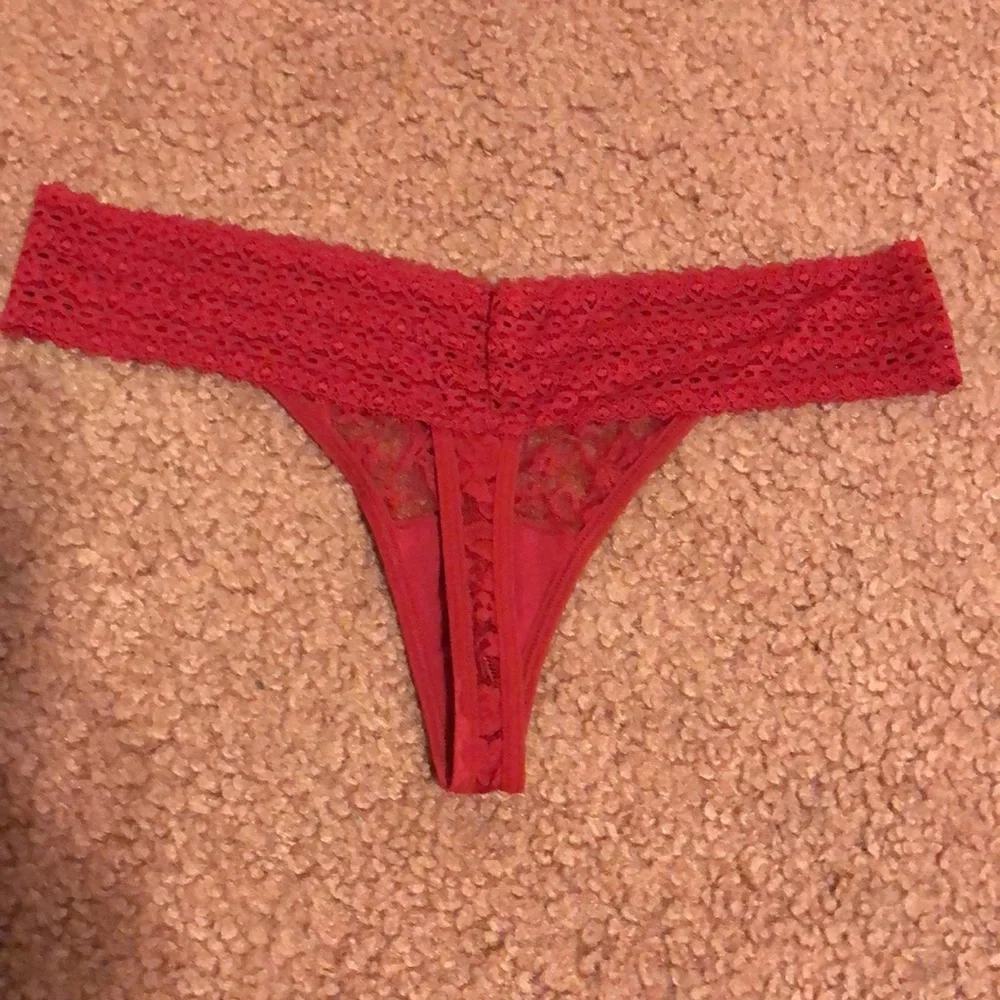 Victoria Secret PINK Red Lace Thong Panties